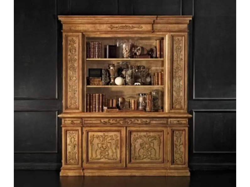 Libreria classica in legno intagliato Art 2143 di Vittorio Grifoni