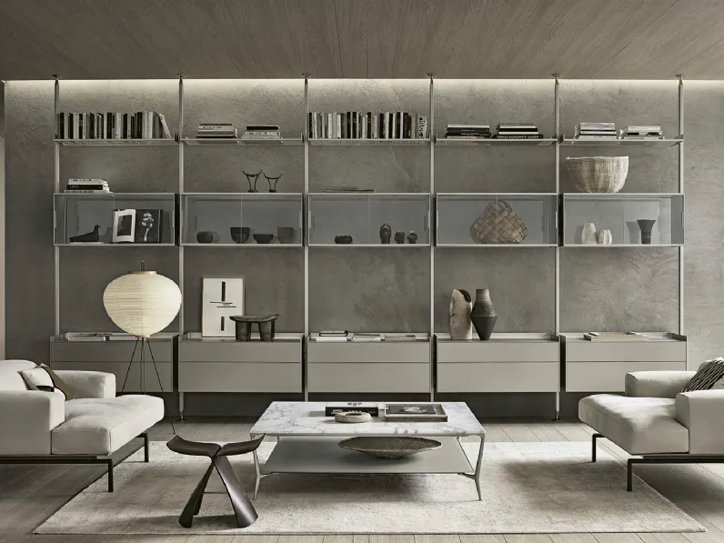 Libreria Zenit Platino in metallo e laccato di Rimadesio