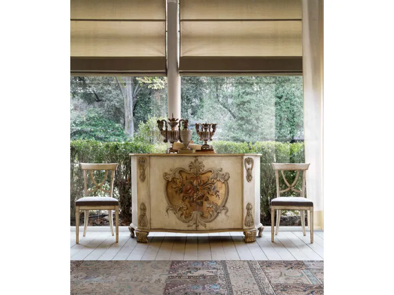 Madia classica in legno laccato con decorazione Art 2015 di Vittorio Grifoni