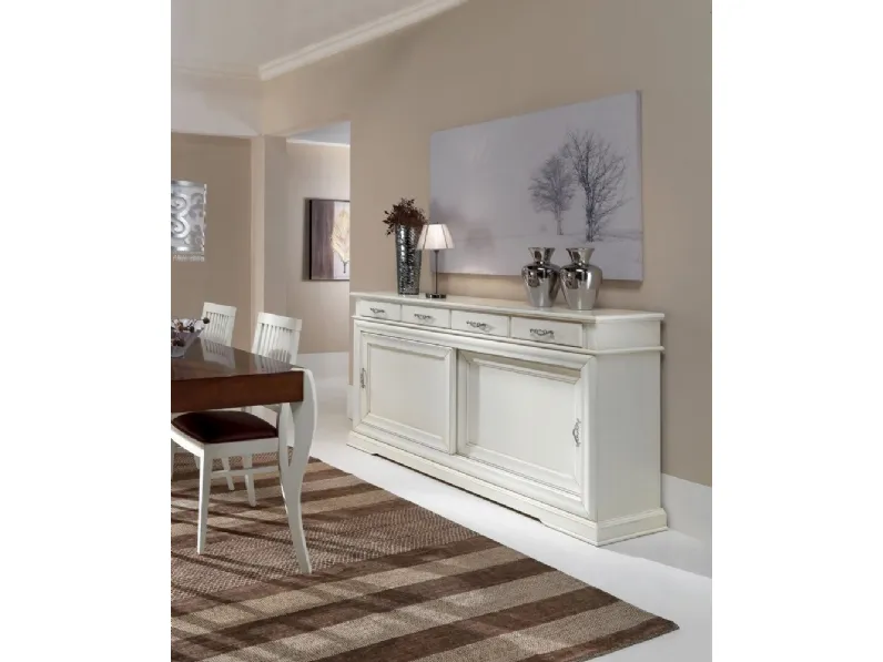 Madia in legno con 2 ante scorrevoli e 4 cassetti 3071-A di Zanini