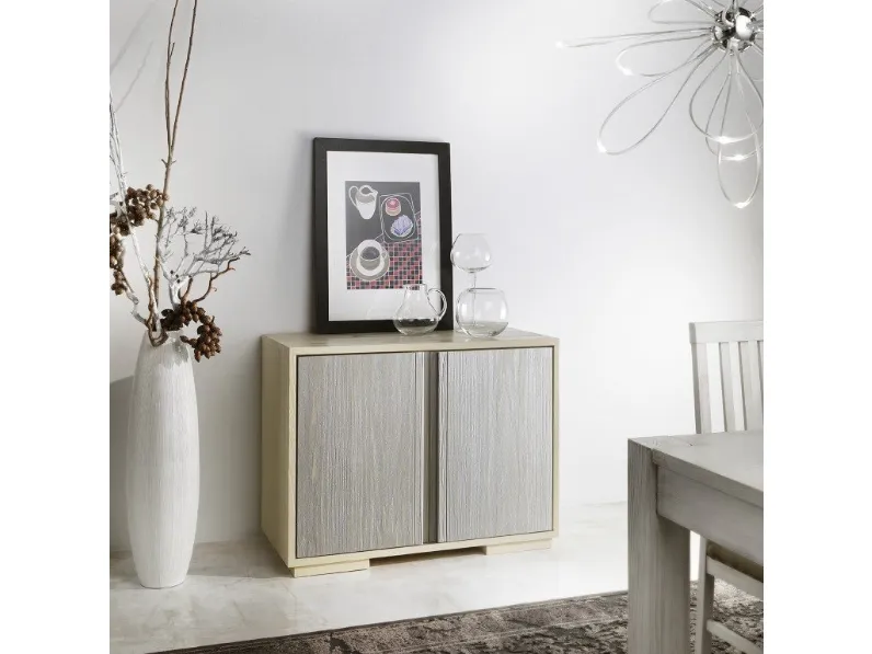 Madia a 2 ante in legno sabbiato Silver Black 3258-A di Zanini