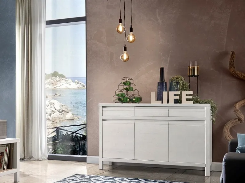 Madia in legno di Abete a 3 ante e 3 cassetti 3321-A di Zanini