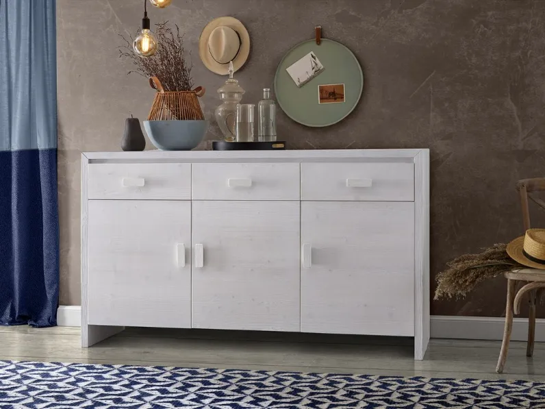 Madia a 3 ante e 3 cassetti in legno di Abete 3322-A di Zanini