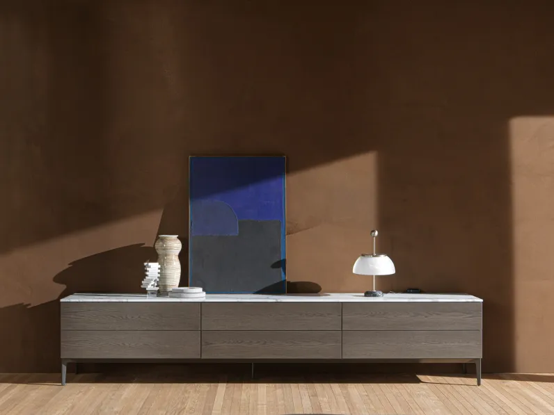 Madia bassa 505 Up Sideboard 03 in legno con top in marmo di Molteni & C
