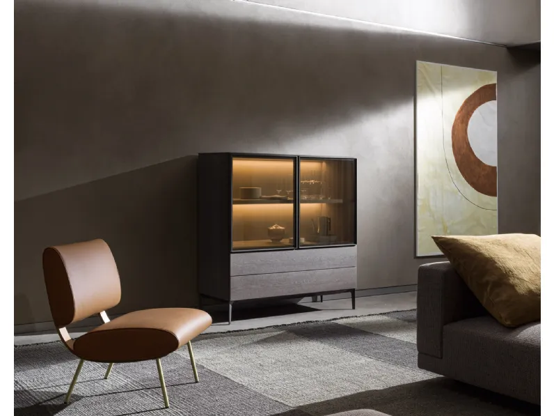 Madia alta in legno con ante in vetro 505 Up Sideboard 06 di Molteni & C