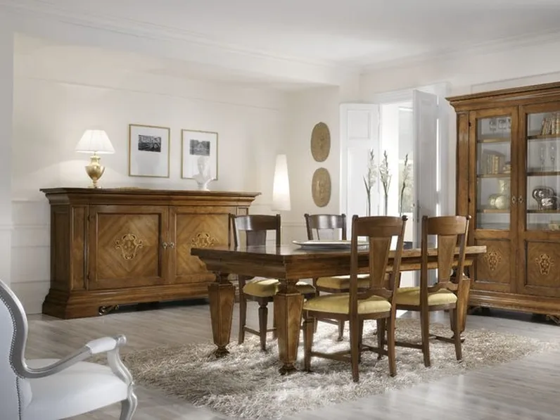 Madia Antichi Riflessi 900 in legno con ante decorate di Bamart