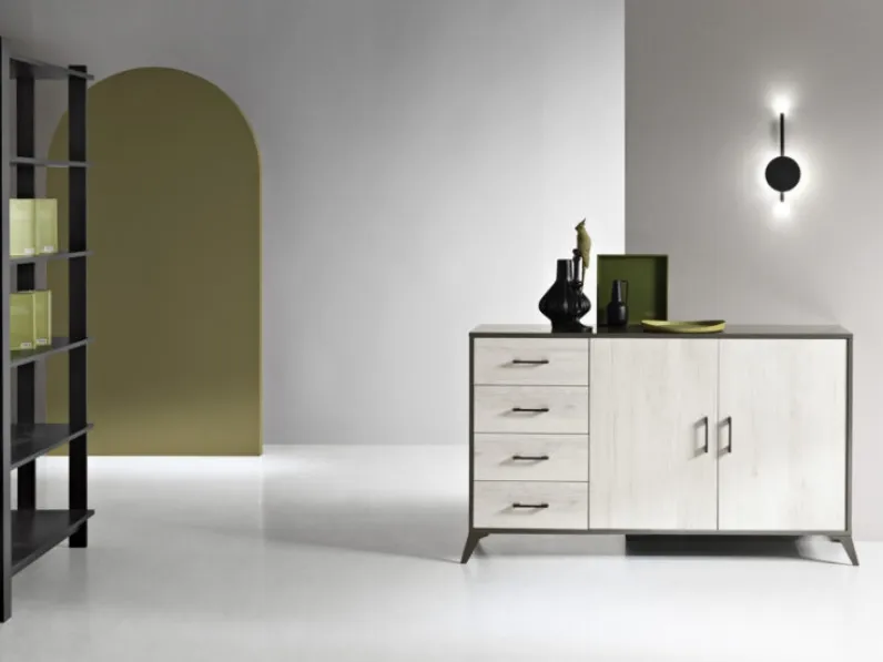 Madia Ariel in melaminico effetto Quercia Bianca di Ikone Casa