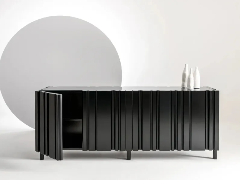 Madia con top in legno laccato Nero Bamboo Lounge di Laura Meroni