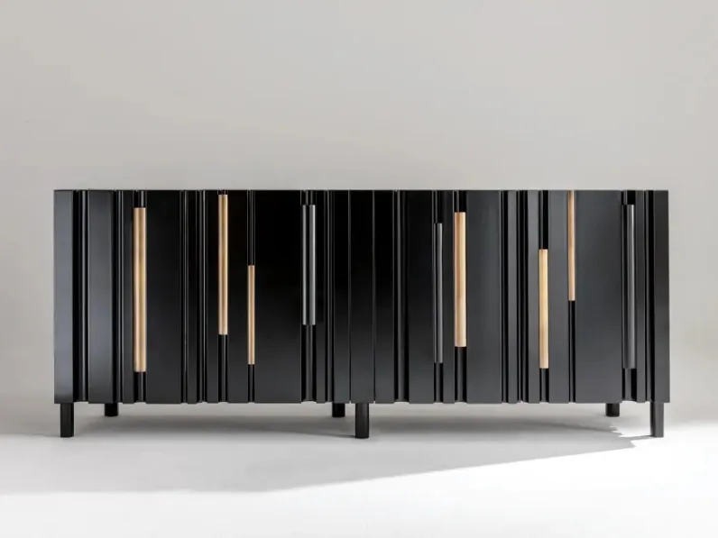 Madia con top in legno laccato Nero Bamboo Lounge di Laura Meroni