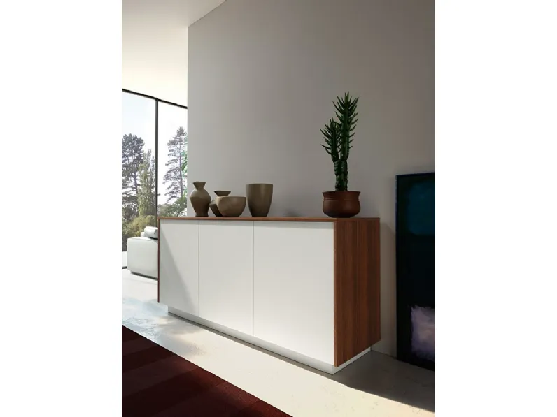 Madia Basic in laccato Bianco e melaminico Eucalipto di Zanotti Mobili