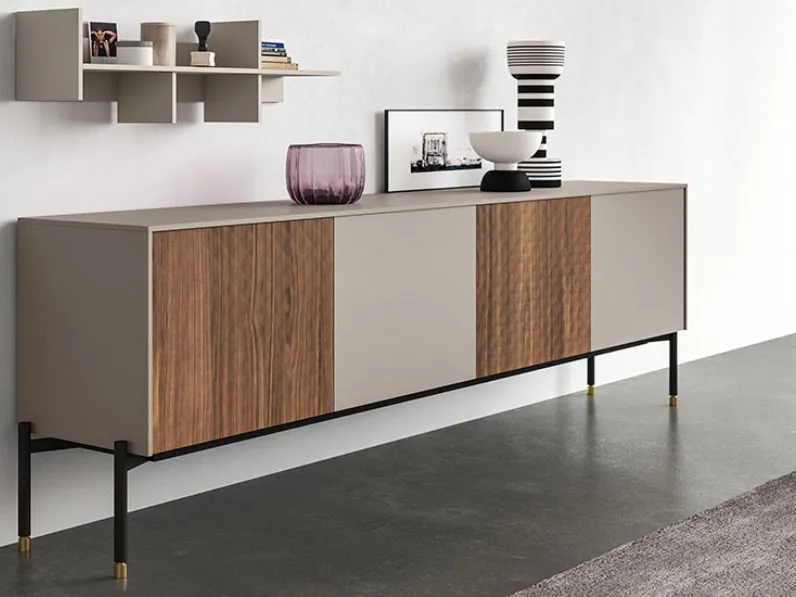 Madia moderna BK01|2 in laccato e impiallacciato di Cinquepuntozero