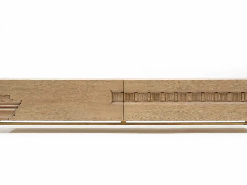 Madia in legno di rovere con elementi decorativi intagliati a mano Art B002 di Vittorio Grifoni