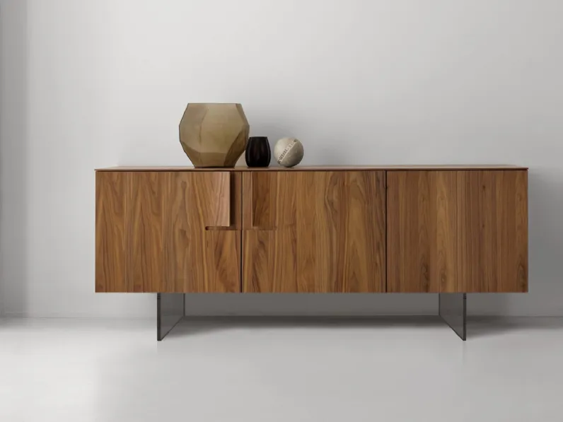 Madia in noce canaletto con base in vetro Book di Modesign