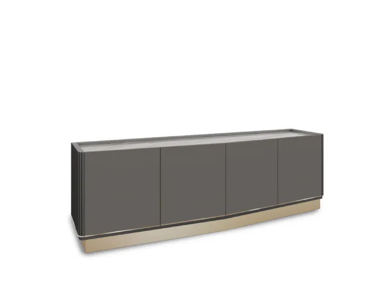 Madia raffinata ed elegante con ante in MDF laccato opaco e zoccolo in ferro Bredy di Cortezari