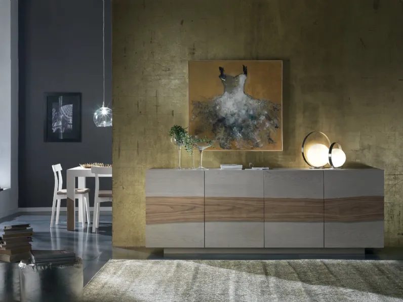 Madia in legno di frassino con noce a 4 ante Canaletto di Euromobili