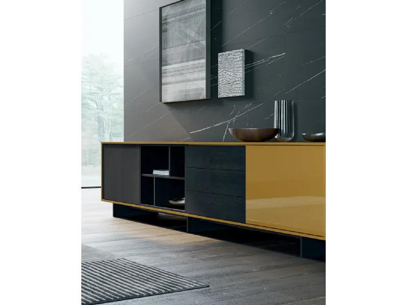 Madia componibile Code in laccato lucido e legno di Dall'Agnese