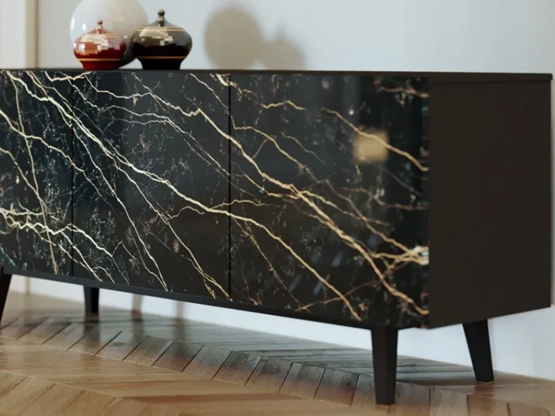 Madia Convivio 01 con ante in ceramica e struttura in legno di Domitalia