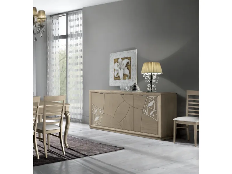 Madia Decor Project in legno con incisioni e decoro di Imba Srl