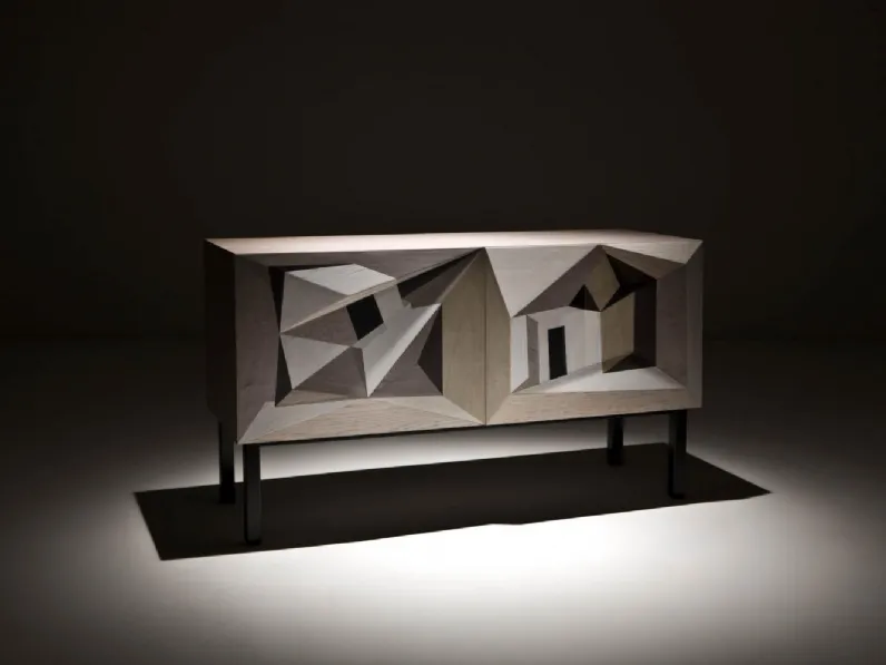 Madia in legno con intarsio tridimensionale Dentro il paesaggio di Laura Meroni