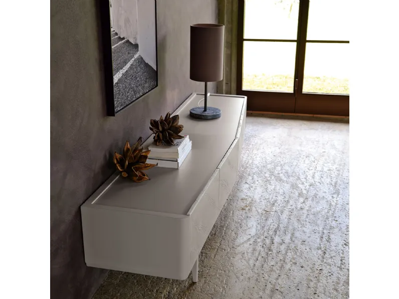 Madia con frontali in listellare di pioppo decorati effetto marmo e top in legno Denver Bassa di Cortezari