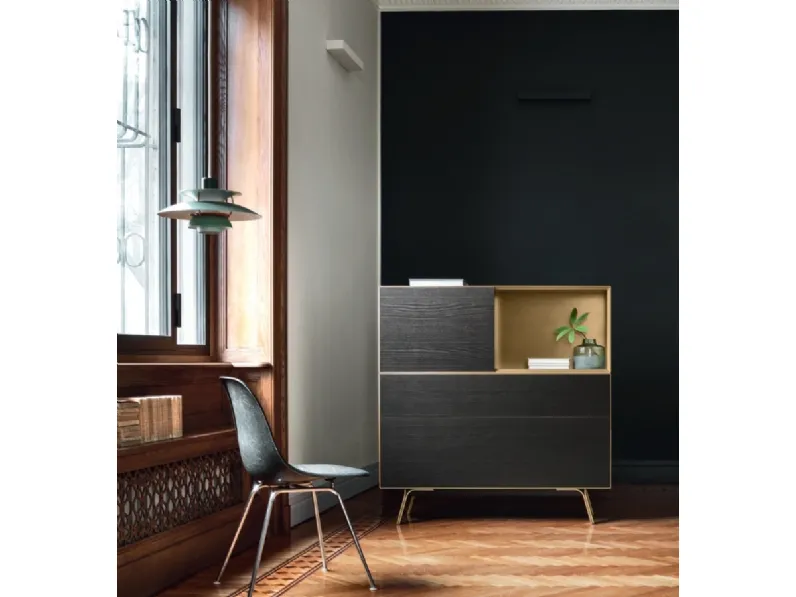 Madia Domino IN2 25I in Rovere carbone e laccato metallo Ottone di Sangiacomo