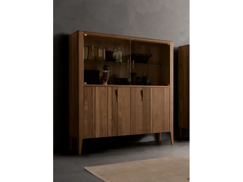 Madia alta in noce e vetro Domino Vetrina di Modesign