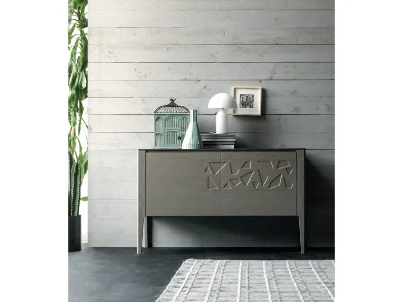 Madia a due ante in finitura frassino Fumo e top in frassino Cenere Fly di Modo 10