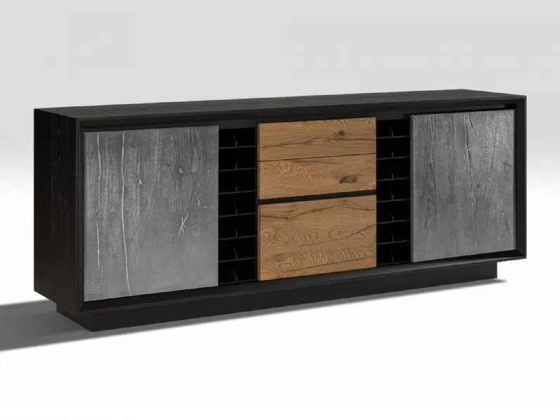 Madia Gent con ante in Quercia e Rovere grigio con struttura in laccato di Pizzolato