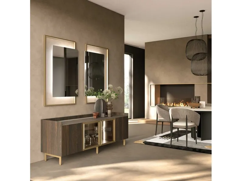 Madia Ginger in legno, alluminio e vetro di GF Interiors