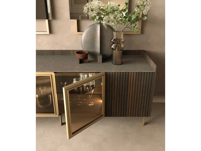 Madia Ginger in legno, alluminio e vetro di GF Interiors