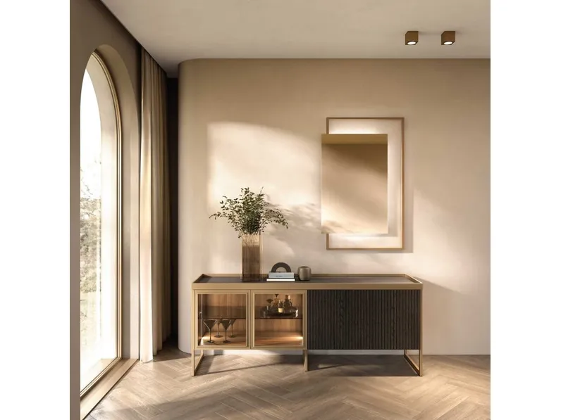 Madia Ginger in legno, alluminio e vetro di GF Interiors