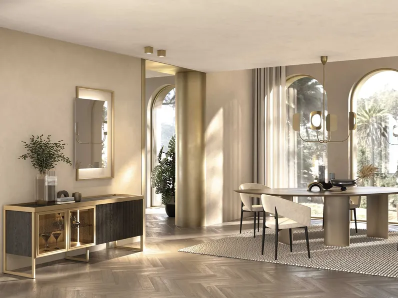 Madia Ginger in legno, alluminio e vetro di GF Interiors