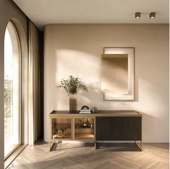 Madia Ginger in legno, alluminio e vetro di GF Interiors