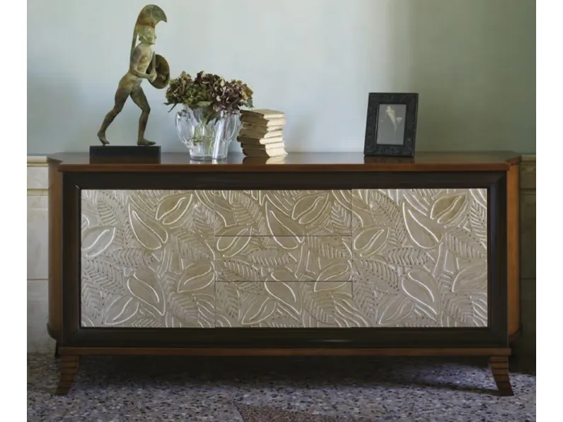 Madia in legno finitura moka con frontale ninfea in foglia argento Grand Etoile 001F di Cantiero