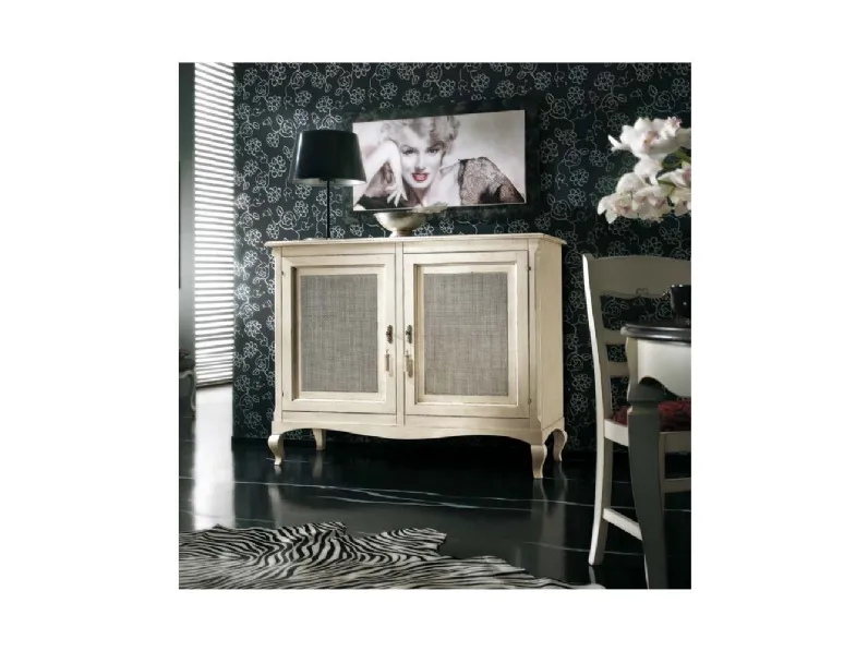 Madia in legno a 2 porte con paglia di Vienna H09 di Fratelli Raffagnini