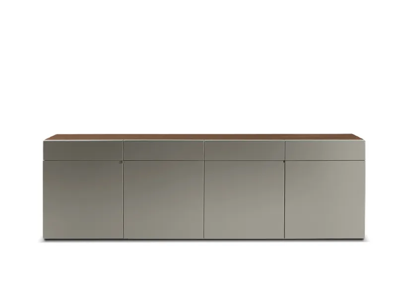 Madia HO Cabinet in legno rivestito in cuoio tortora di Poltrona Frau