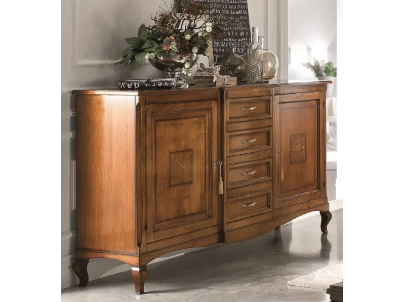 Madia a 4 cassetti e 2 ante con intarsio Iris di Fratelli Raffagnini