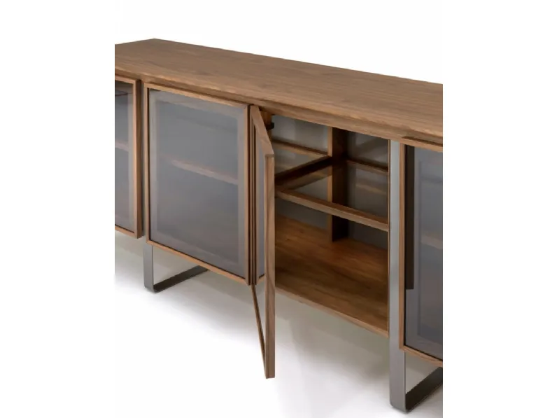 Madia Leonardo L415 in legno e vetro di Arte Brotto