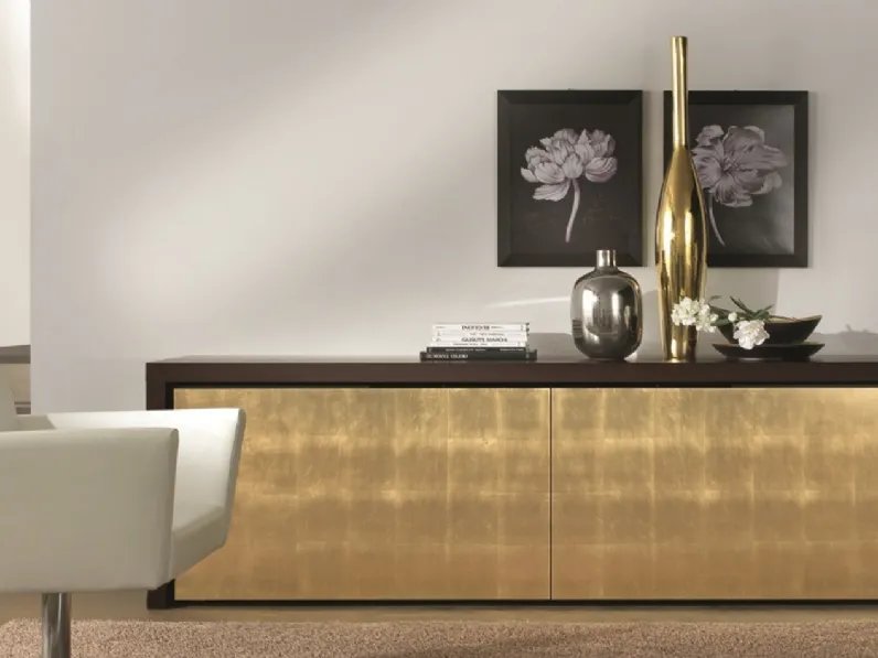 Madia Orizzonte con ante finitura in Foglia Oro di Linegianser