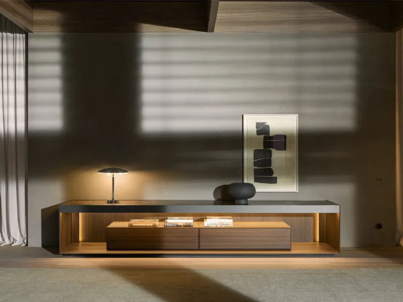 Madia Living Box in laccato e legno con top in marmo di Molteni & C