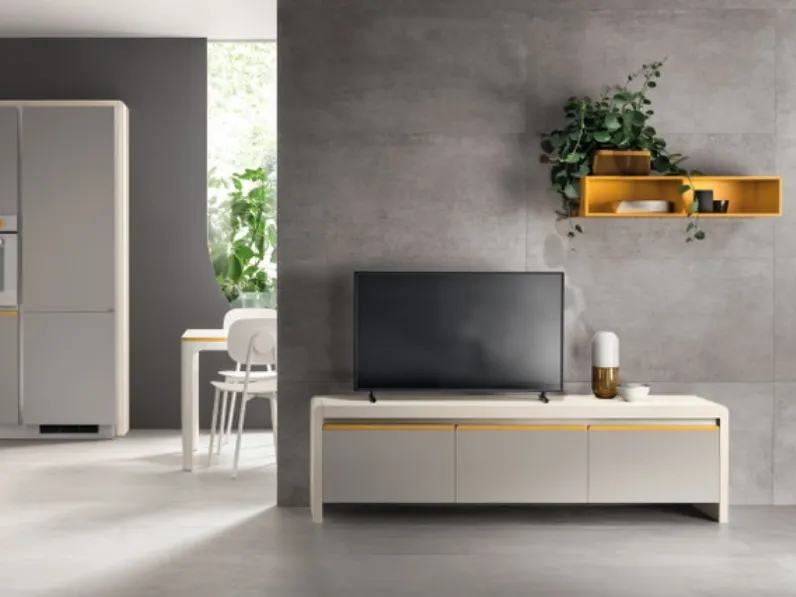 Madia Living Dandy Plus Grigio Velo e Giallo Senape di Scavolini