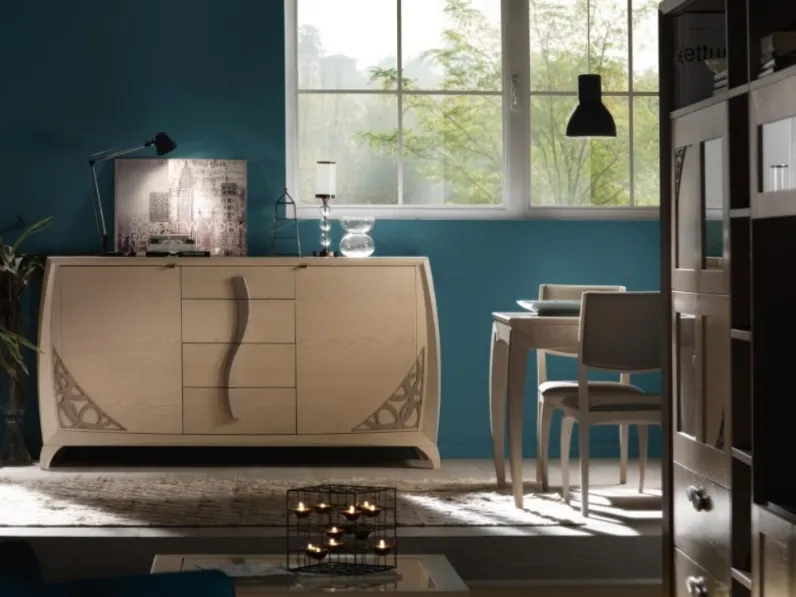 Madia Luna art 5000 finitura Sabbia poro aperto con dettagli Fango di Padovani Mobili