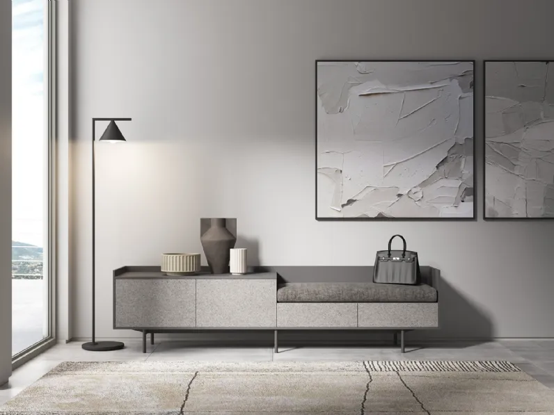 Madia con panca 3RF6003 finitura effetto tessuto di Favero