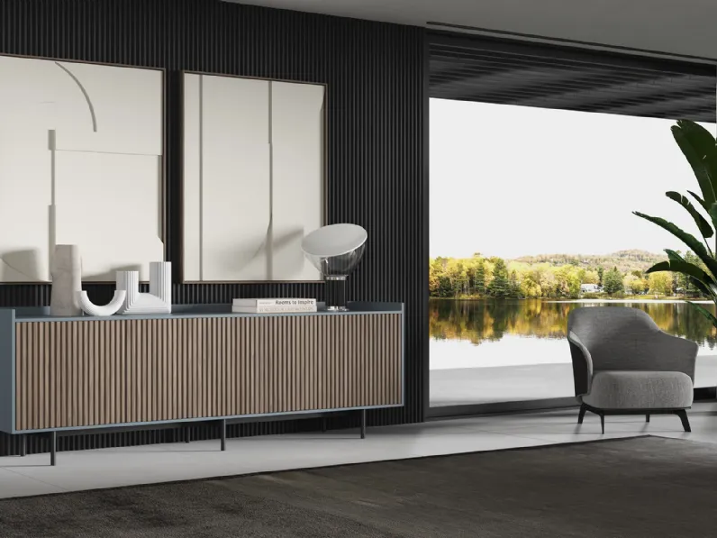 Madia 3RF6013 finitura Noce Malizia e laccato Avio di Favero