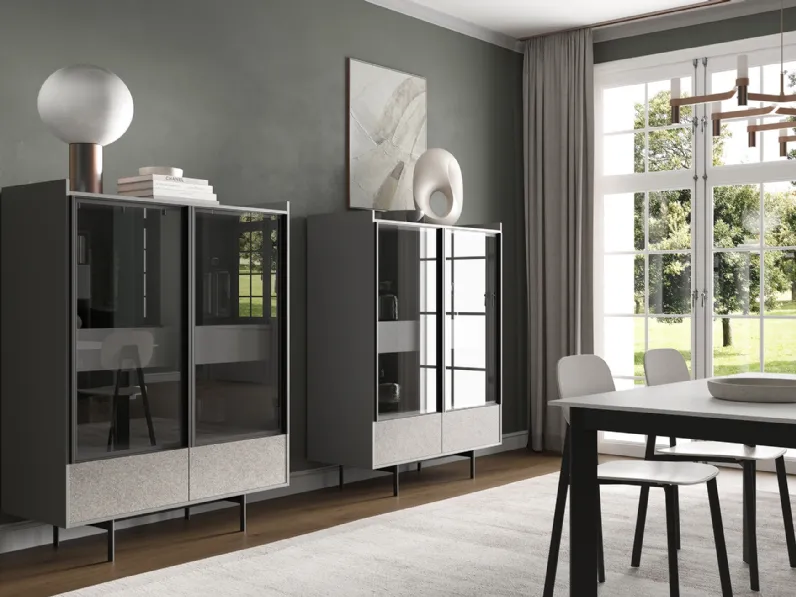 Madia Alta con ante in vetro 3RF6014 di Favero