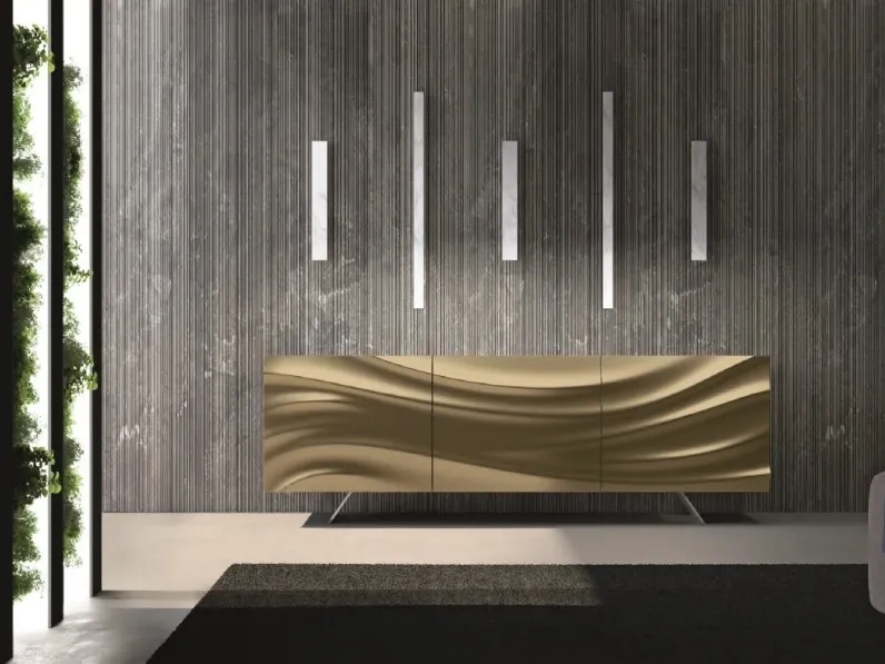 Madia Fluida Bronzo in laccato opaco con piede in acciaio di Fratelli Mirandola