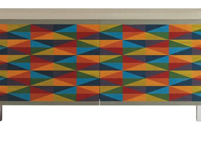 Madia con ante intarsiate con coppie di colori complementari Mandala di Laura Meroni