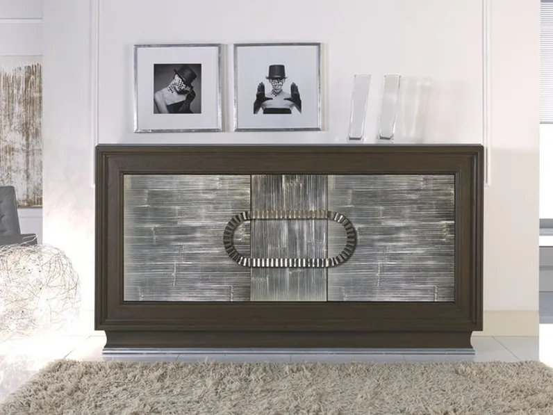 Madia moderna Marostica 702A in legno con grande maniglia decorativa centrale di Bamart