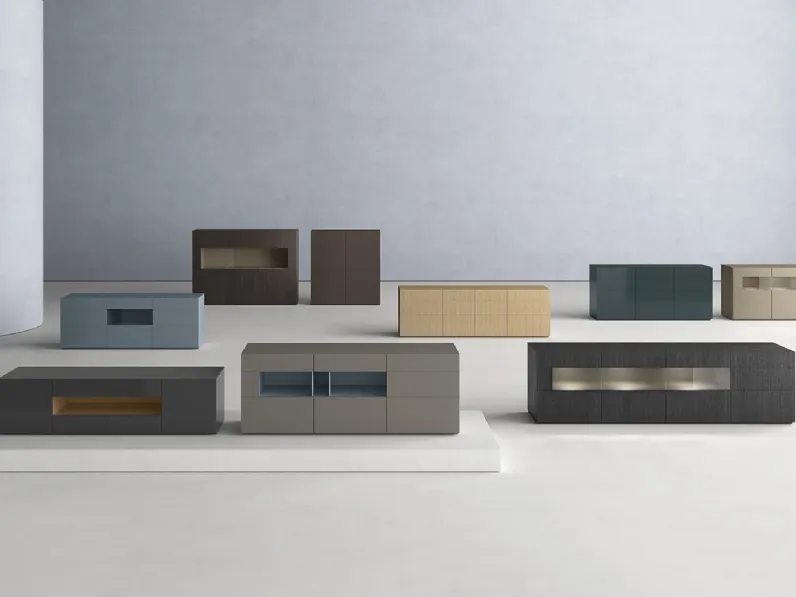 Madia Metropolis in laccato opaco o melaminico di Alf Da Frè