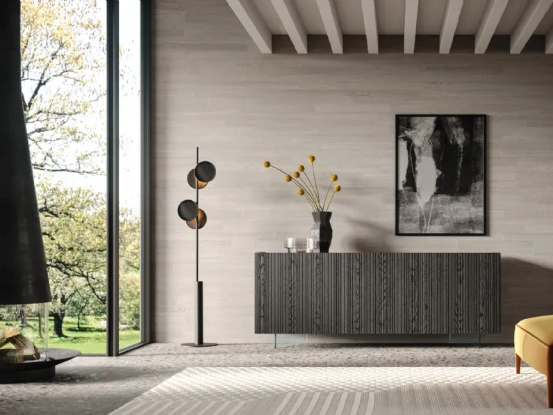 Madia Mizar in legno cannettato finitura dark di FGF Mobili